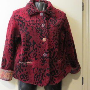COLDWATER CREEK COAT SIZE MED / RED AND BLACK